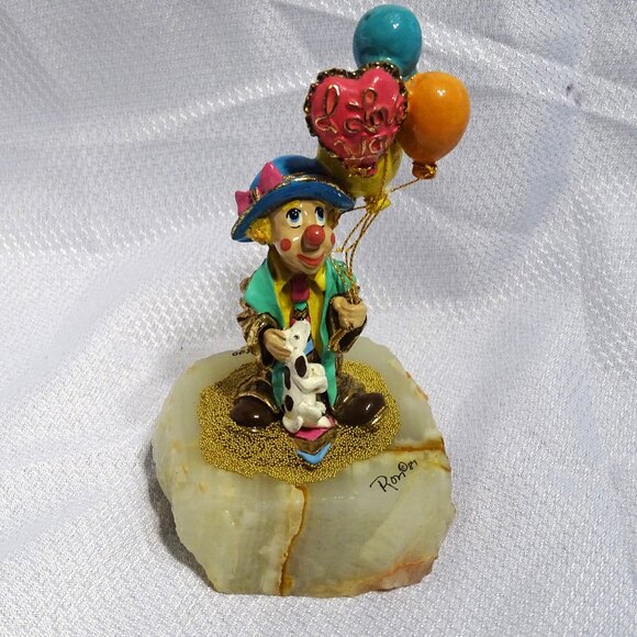 Ron Lee 1987 Clown Balloons Dog I LOVE YOU Figurine 2928/8500 Signed - Picture 1 of 10